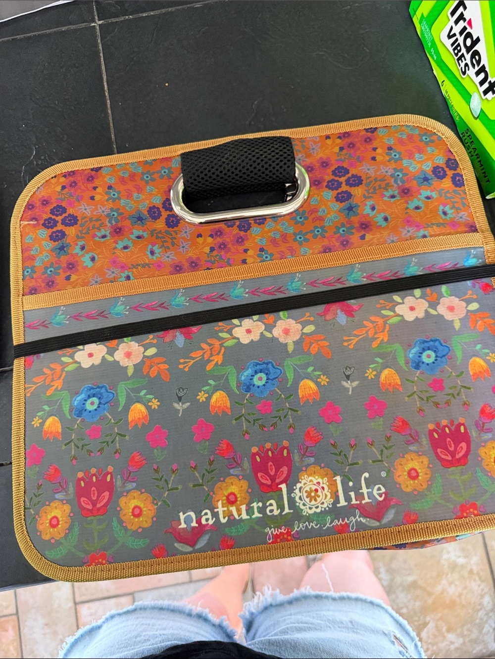 NATURAL LIFE - Compartment Organizer - Gray Floral - Storage Bin - Divider - New